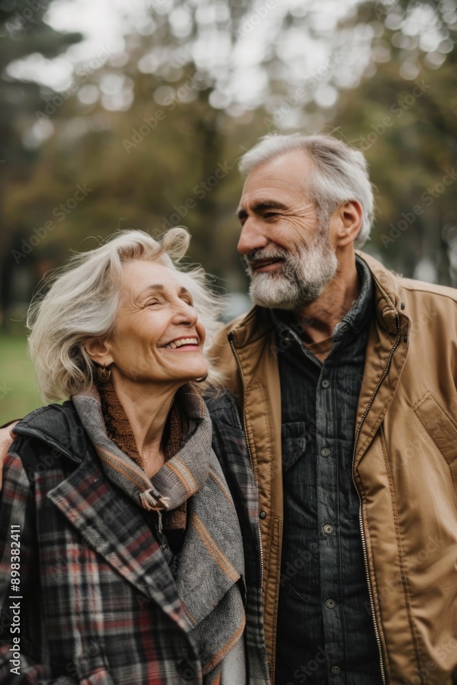 A man and a woman are smiling at the camera A man and a woman are smiling at the camera