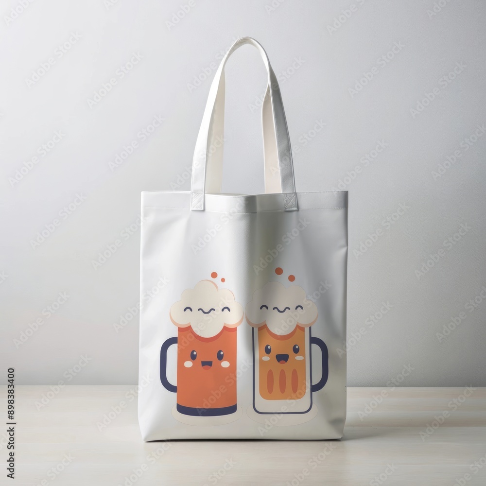 Obraz premium white fabric shopping bag mockup with print on a light background
