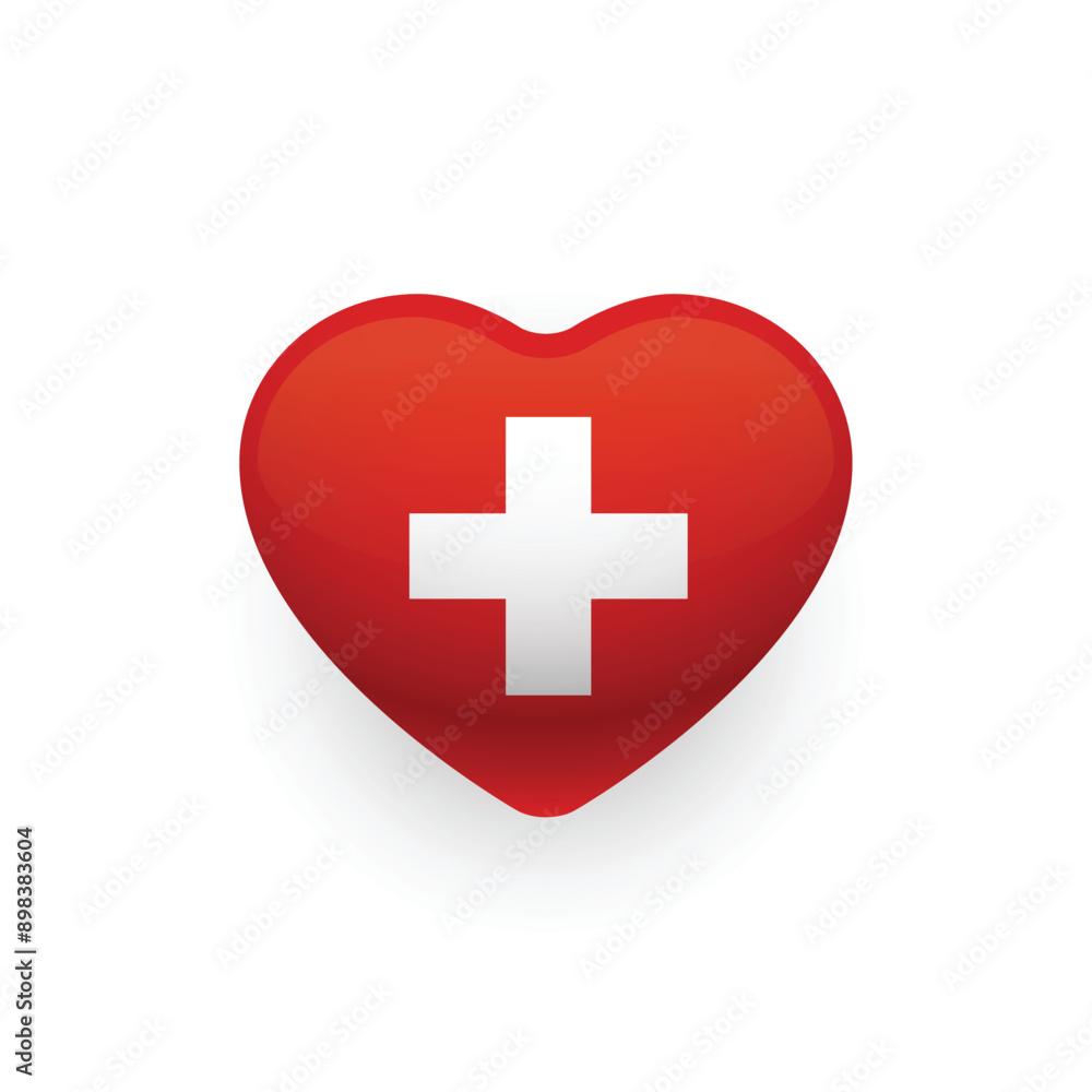 Heart shaped flag of Switzerland. Swiss flag in the shape of heart. Vector Illustration. Heart shaped flag of Switzerland. Swiss flag in the shape of heart. Vector Illustration.