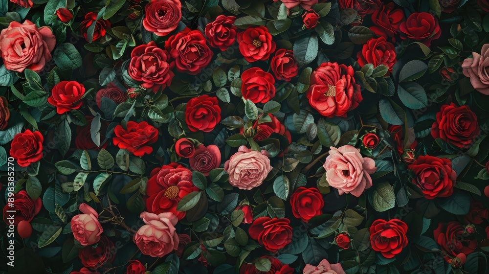 Floral backdrop featuring vibrant red roses for design and connections Floral backdrop featuring vibrant red roses for design and connections