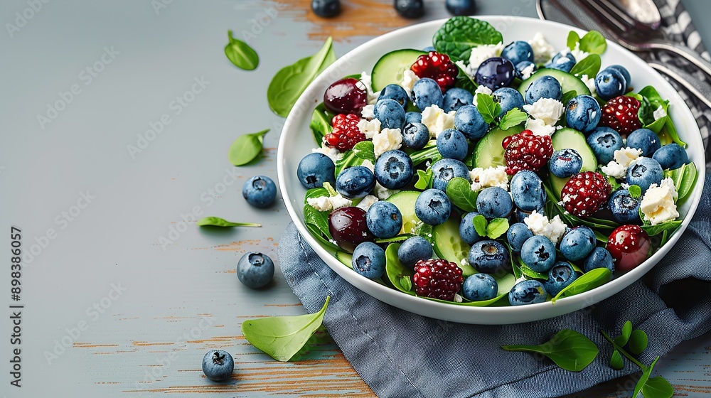 Fresh Chicken salad with Blueberries, Blueberry Corn Feta Salad. Healthy food Fresh Chicken salad with Blueberries, Blueberry Corn Feta Salad. Healthy food