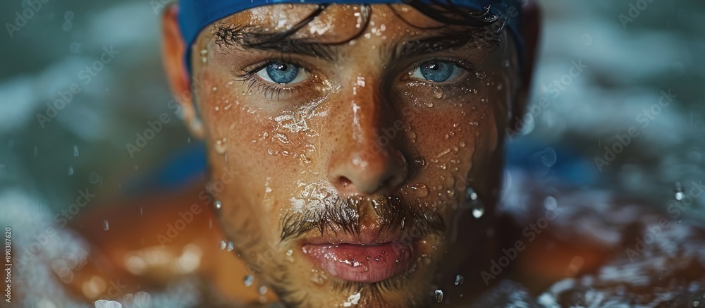 Close-Up Portrait of a Wet Swimmer Close-Up Portrait of a Wet Swimmer