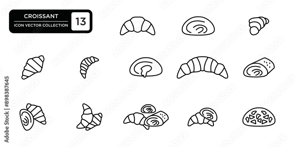Croissant icon collection, vector icon templates editable and resizable. Croissant icon collection, vector icon templates editable and resizable.