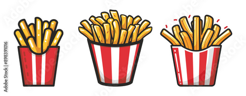 set of french fries cartoon illustration vector ,generative ai
