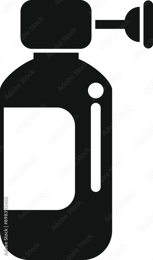 Black glyph icon representing a nasal spray bottle, for treating nasal congestion Black glyph icon representing a nasal spray bottle, for treating nasal congestion