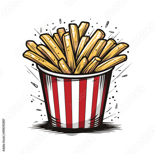 french fries cartoon illustration vector ,generative ai