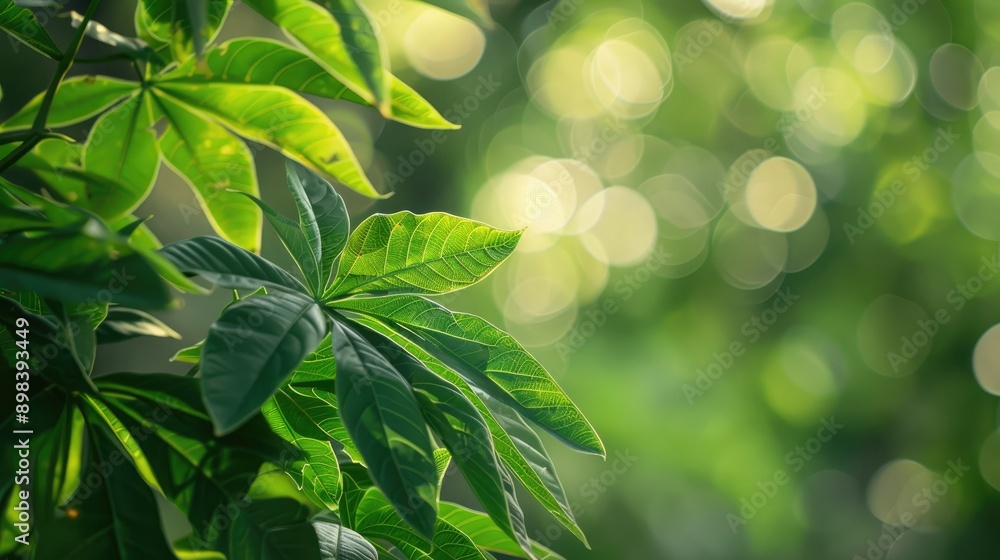 Blurred background with a papaya leaf Blurred background with a papaya leaf