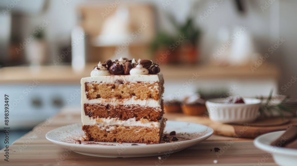 Blurred backdrop of a home baked cake Blurred backdrop of a home baked cake
