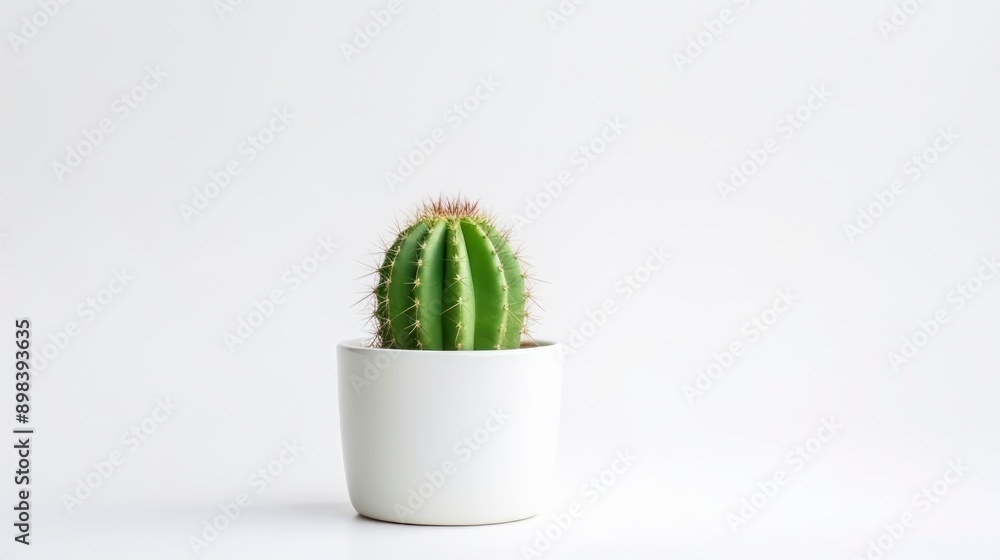 Cactus in a pot on a white background. Minimal style. Cactus in a pot on a white background. Minimal style.
