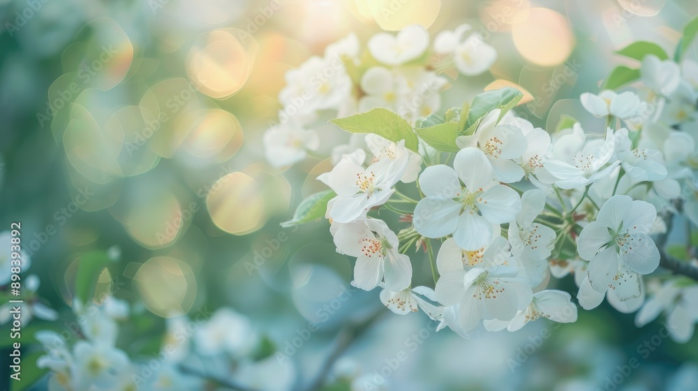 Blurred backdrop with white blooms Blurred backdrop with white blooms