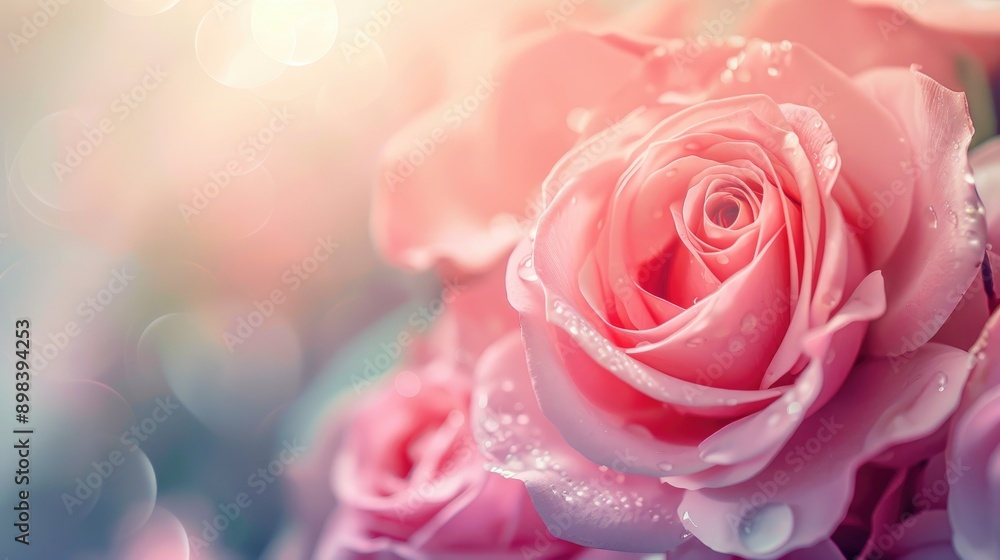 Blurred focus on close up pink rose for wedding backdrop Blurred focus on close up pink rose for wedding backdrop