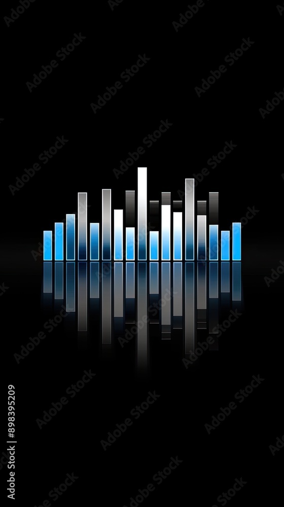 A digital visualization of sound waves, depicted as a series of abstract peaks and valleys, with glowing lines and a reflective surface A digital visualization of sound waves, depicted as a series of abstract peaks and valleys, with glowing lines and a reflective surface