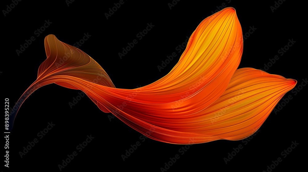 Abstract orange shape flowing on black background Abstract orange shape flowing on black background