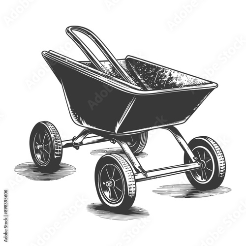 Hand Drawn Illustration of a Wheelbarrow