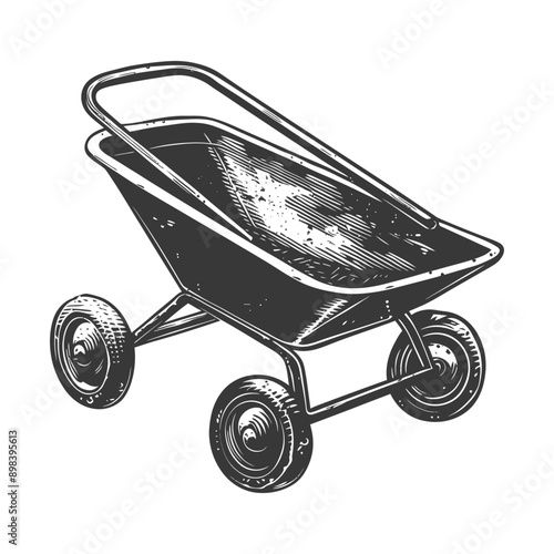 Black and White Illustration of a Wheelbarrow