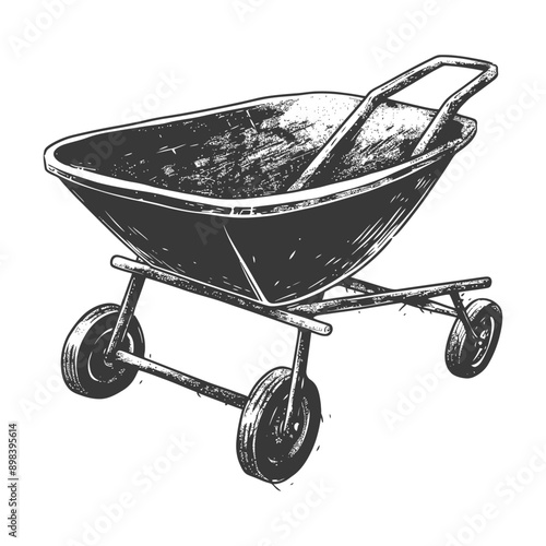 Hand drawn Illustration of a Wheelbarrow
