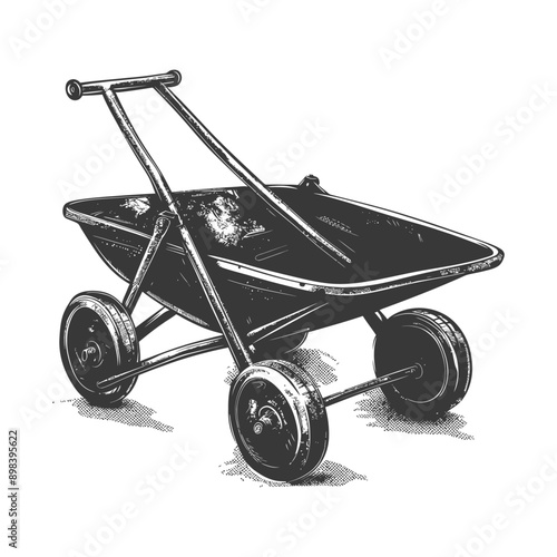 Hand Drawn Sketch of a Black Garden Wheelbarrow