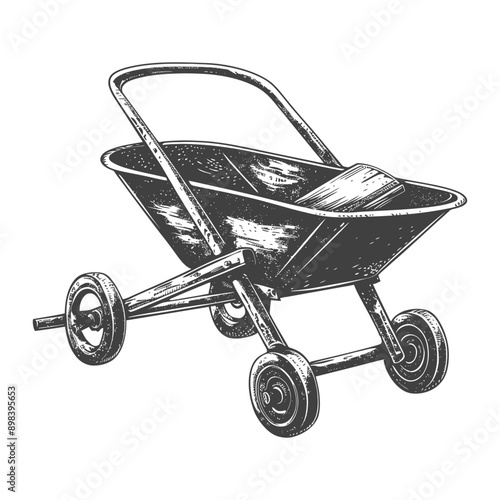 Hand drawn Illustration of a Wheelbarrow