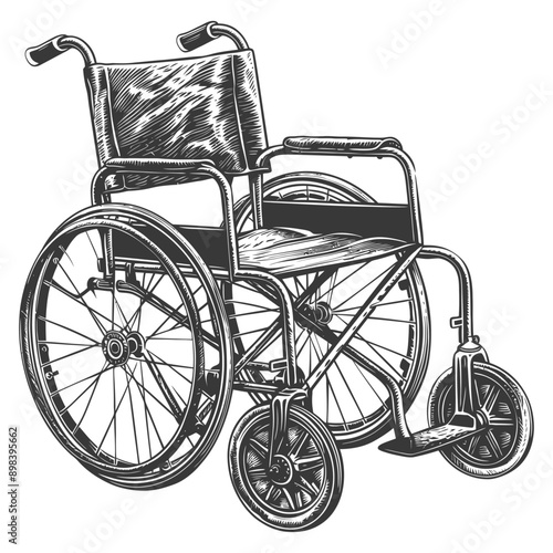 Hand drawn illustration of a wheelchair