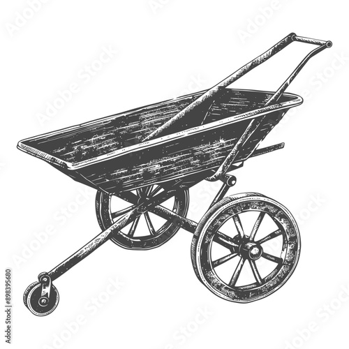 Hand drawn illustration of a wheelbarrow