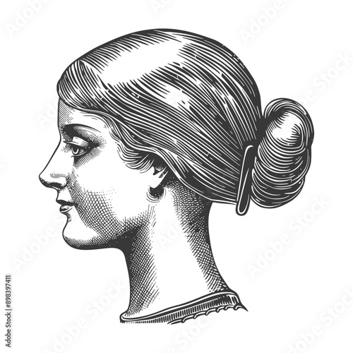 Profile Portrait of a Woman with Hair in a Bun