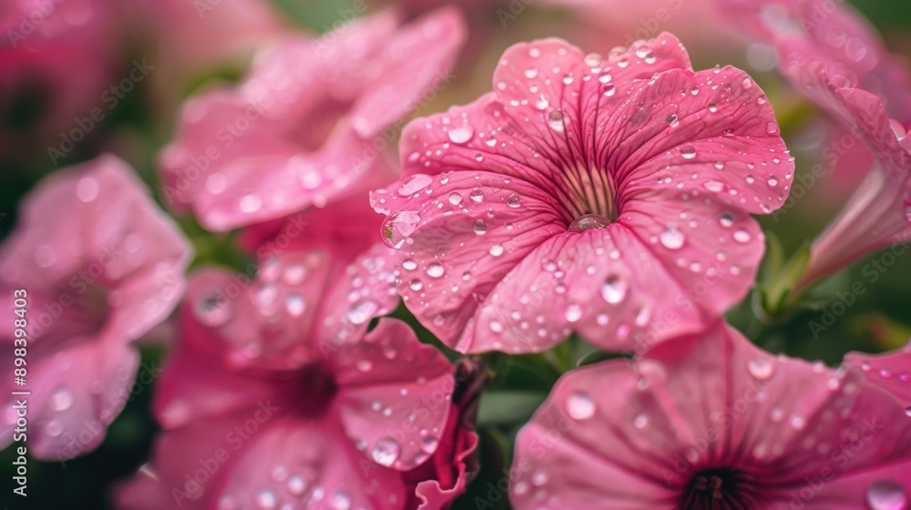 Pink Flowers with Dew Drops Pink Flowers with Dew Drops