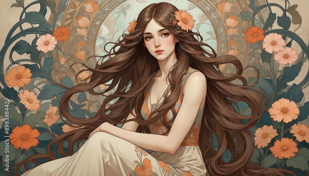 Art Nouveau-style AI-Generated illustration Art Nouveau-style AI-Generated illustration