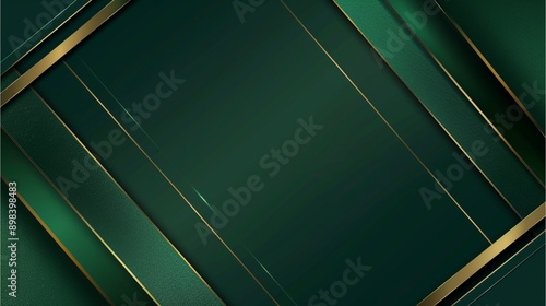 Dark emerald green background with metallic texture and gold lines, metal plate