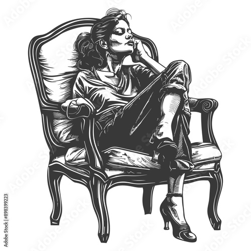 Woman Sitting in a Chair with Her Leg Crossed