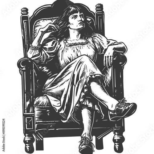 A Woman Sitting in a Chair Thoughtful and Relaxed