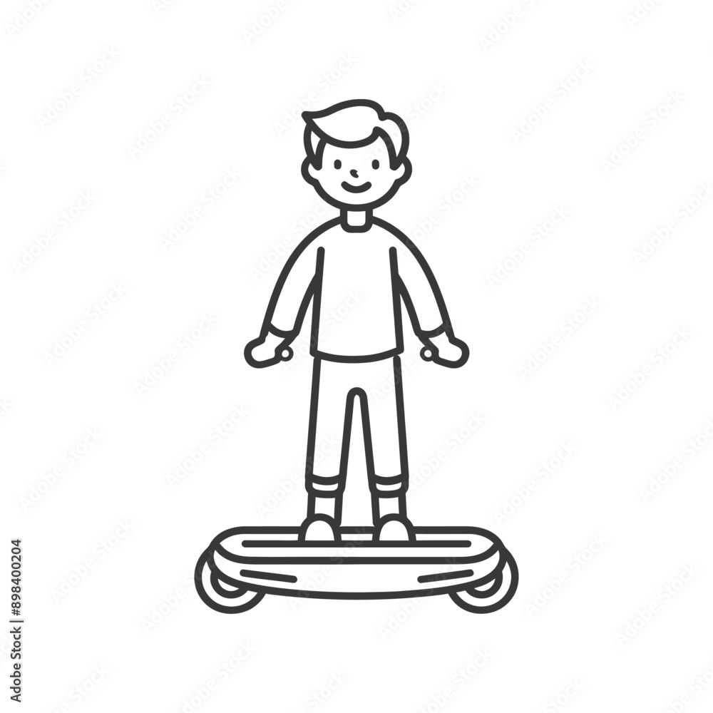 A Boy Riding a Hoverboard with a Smiling Face A Boy Riding a Hoverboard with a Smiling Face