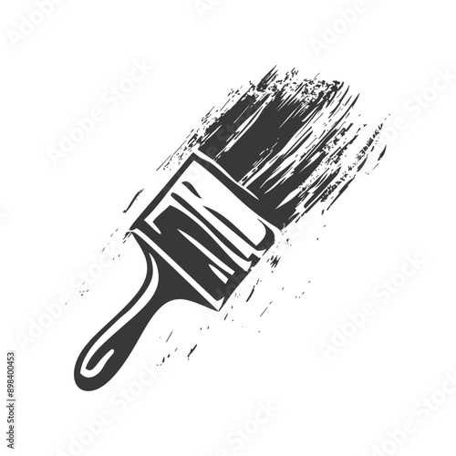 Hand drawn illustration of a paintbrush with a stroke