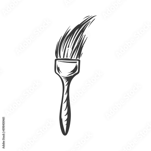 A Hand Drawn Sketch of a Paintbrush with Bristles in Motion