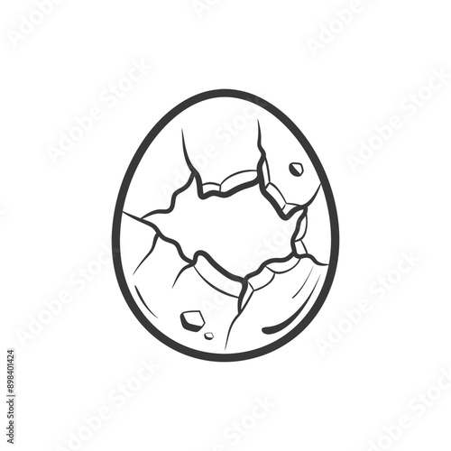A cracked egg with a large hole in the center