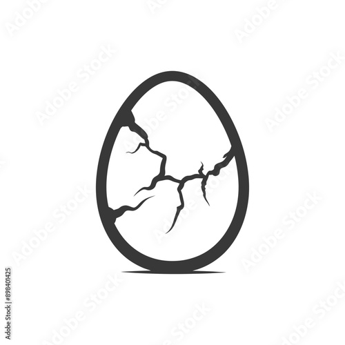 A Black and White Silhouette of a Cracked Egg