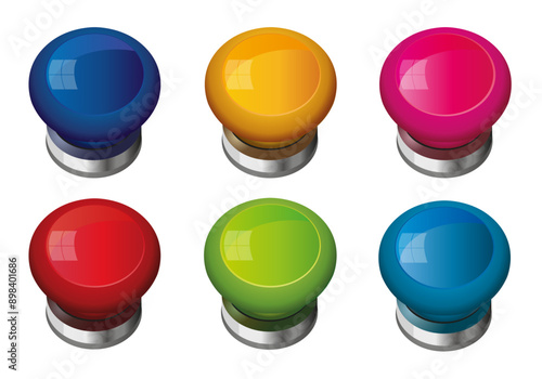Concept du jeu de questions et de réponse, avec le symbole de buzzer électronique multicolore.