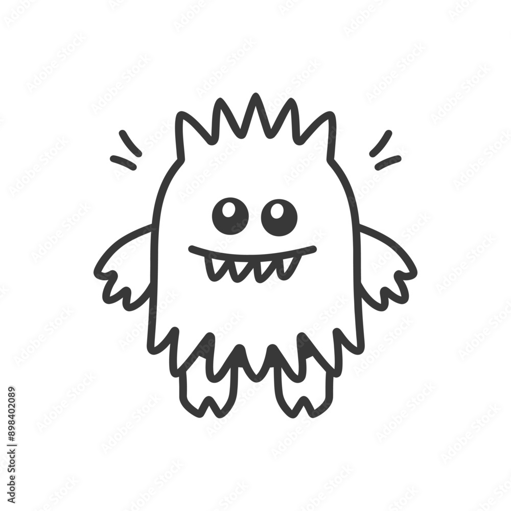 Cartoon monster with a toothy grin and fluffy fur Cartoon monster with a toothy grin and fluffy fur