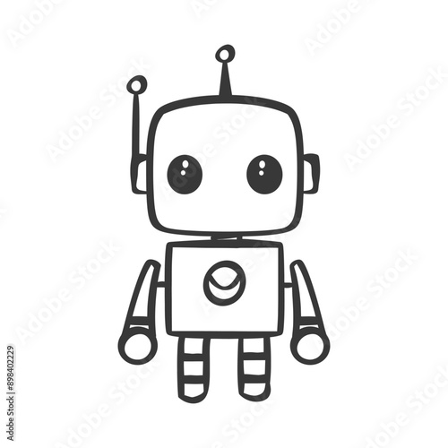 Cute Cartoon Robot with Big Eyes and Antenna