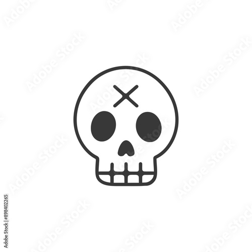 Black and white cartoon skull with an X over the eyes