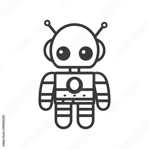 Cartoon Robot with Large Eyes and Antennas