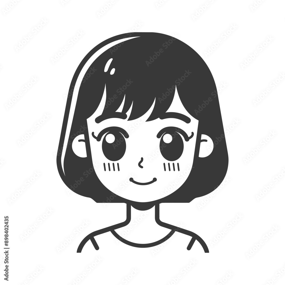 Fototapeta premium Cartoon Illustration of a Smiling Woman with Short Hair
