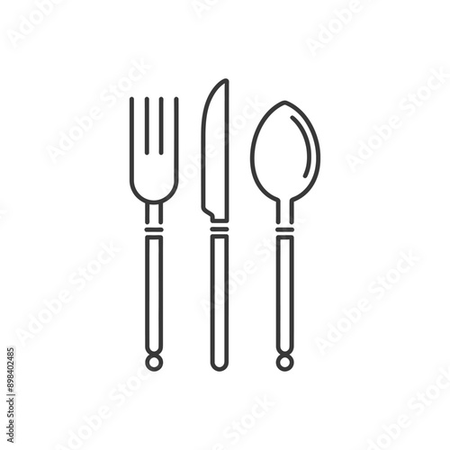 A Black Outline of a Fork Knife and Spoon