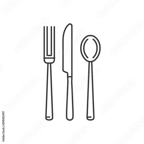 Line Drawing of a Fork Knife and Spoon