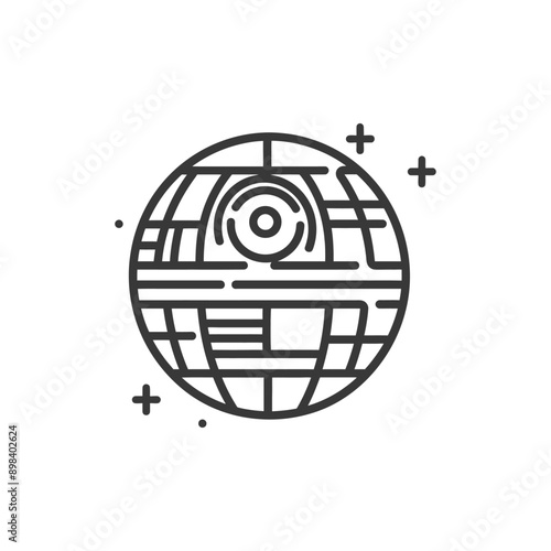 Line Art Illustration of a Death Star
