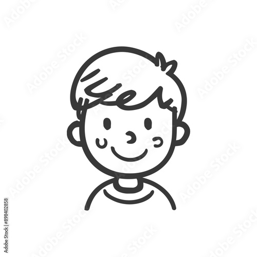 Hand Drawn Cartoon Illustration of a Smiling Boy