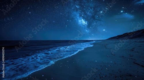 Stunning Milky Way galaxy reflected on a calm ocean beach at night. © MAGNIFIER
