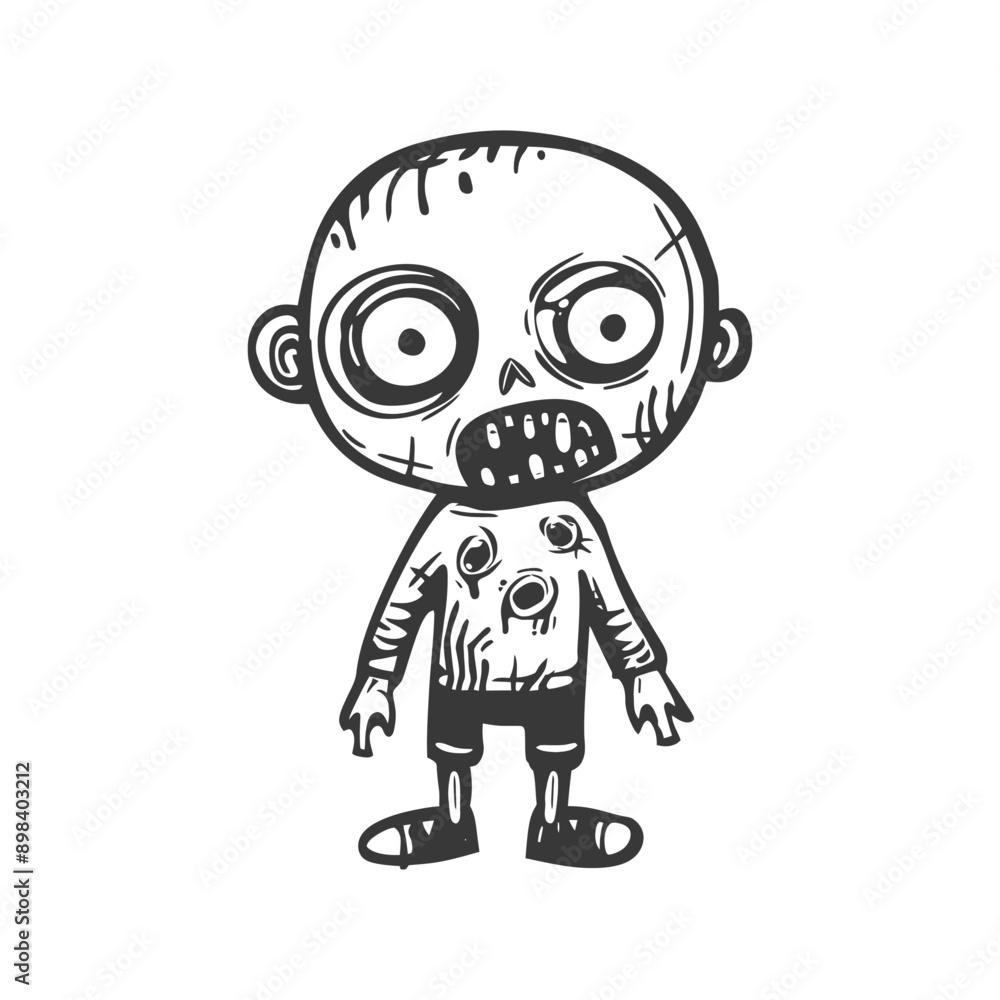 Cartoon Illustration of a Zombie with Wide Eyes Cartoon Illustration of a Zombie with Wide Eyes