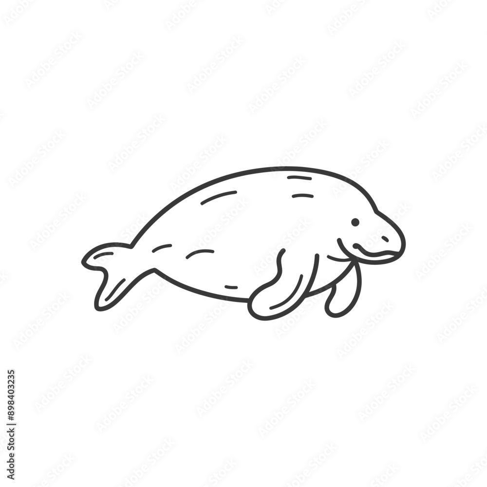 Hand Drawn Line Art Illustration of a Manatee Hand Drawn Line Art Illustration of a Manatee
