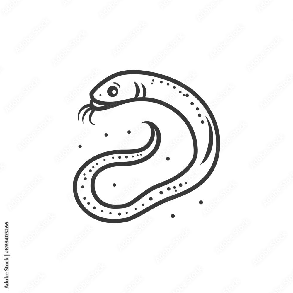Fototapeta premium A Line Drawing of a Coiled Snake with Dots