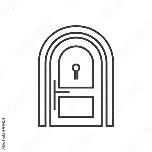 Arched Doorway with Keyhole and Handle